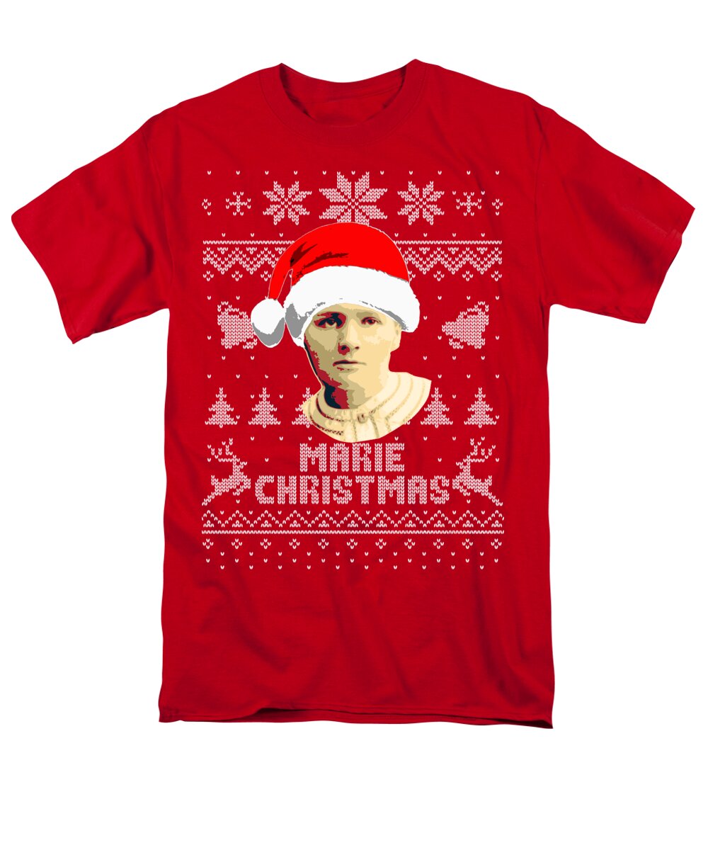 Santa Men's T-Shirt (Regular Fit) featuring the digital art Marie Curie Marie Christmas by Filip Schpindel