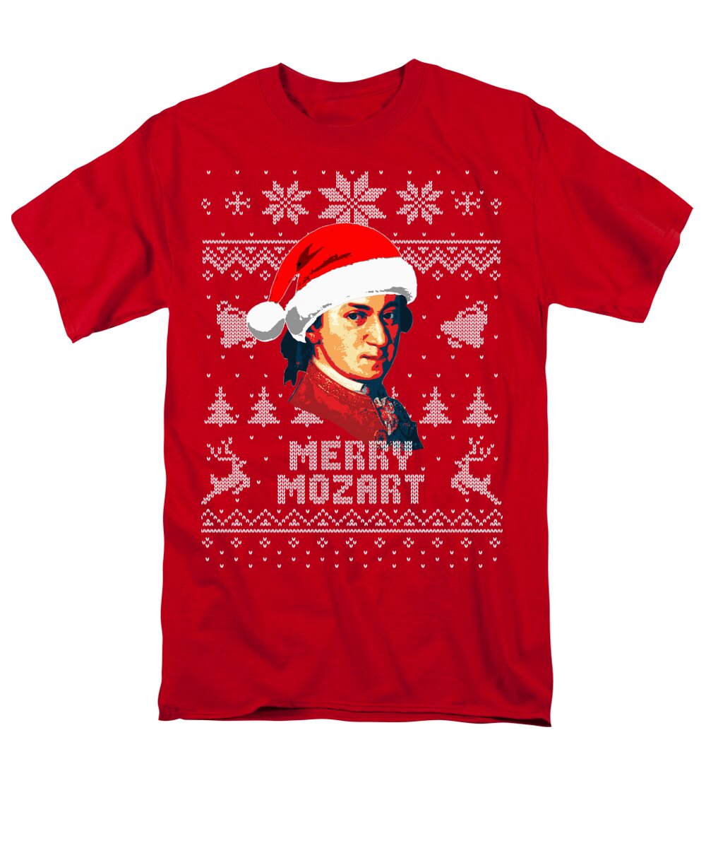 Santa Men's T-Shirt (Regular Fit) featuring the digital art Merry Mozart by Filip Schpindel