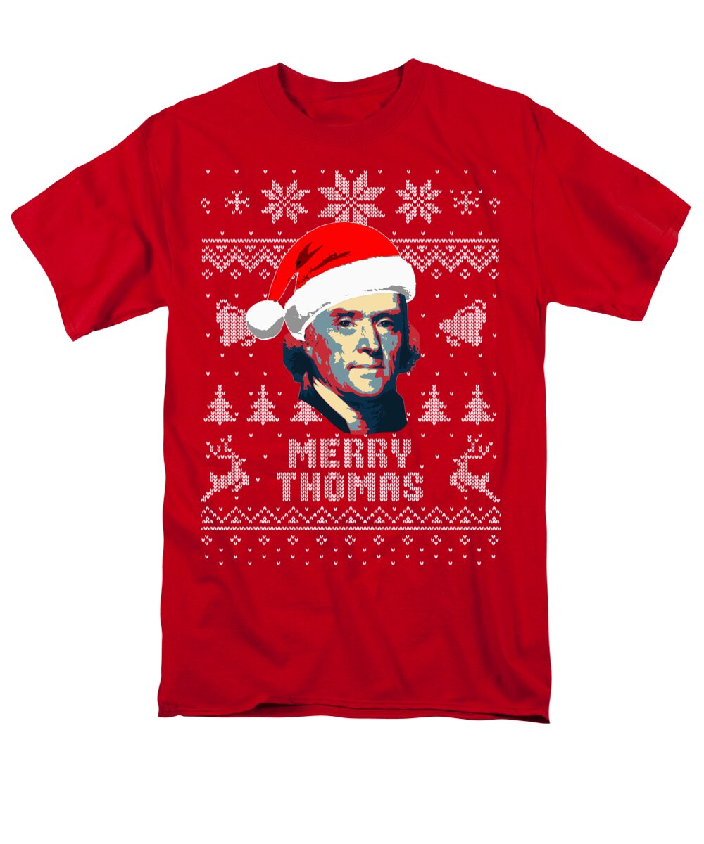 Santa Men's T-Shirt (Regular Fit) featuring the digital art Thomas Jefferson Merry Thomas by Filip Schpindel