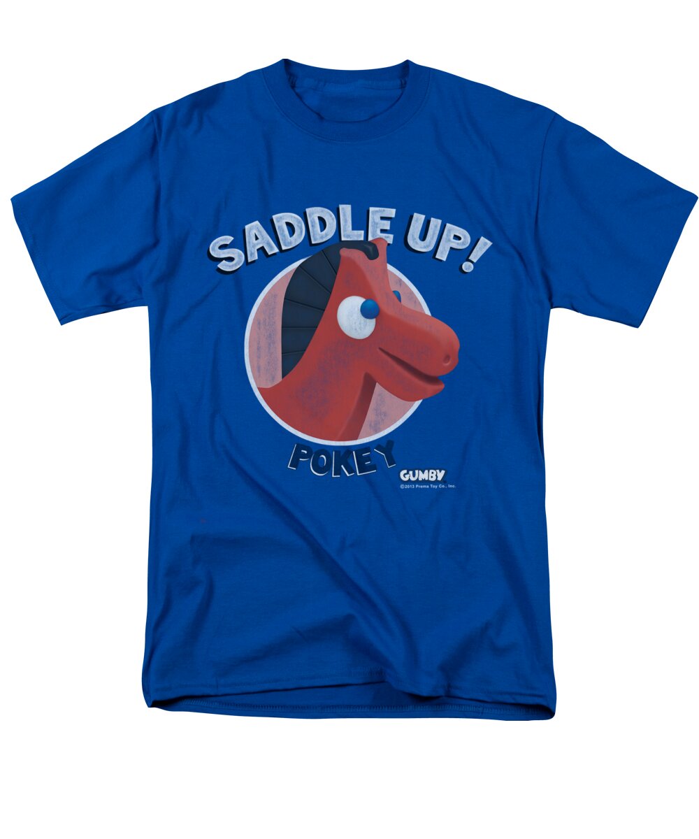 Gumby Men's T-Shirt (Regular Fit) featuring the digital art Gumby - Saddle Up by Brand A