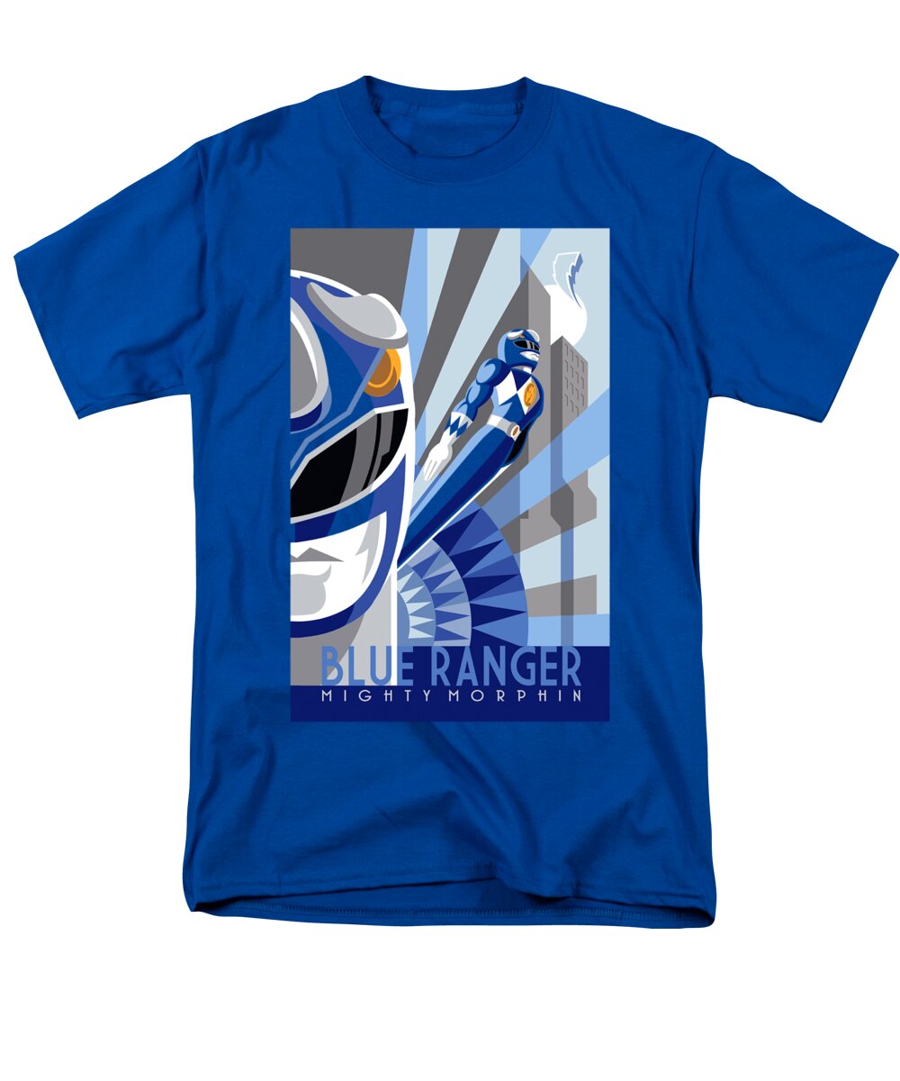  Men's T-Shirt (Regular Fit) featuring the digital art Power Rangers - Blue Ranger Deco by Brand A