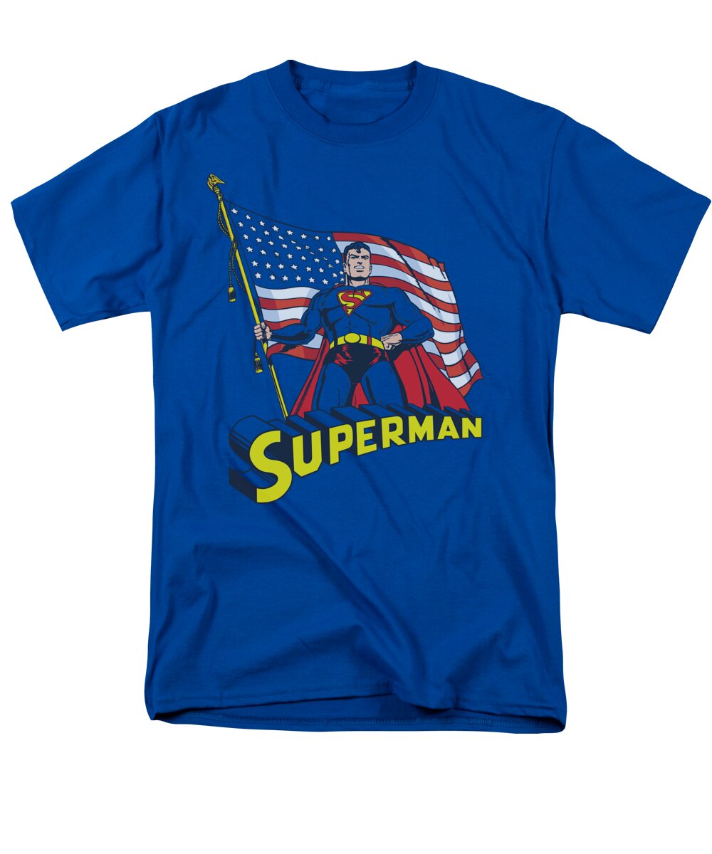 Superman Men's T-Shirt (Regular Fit) featuring the digital art Superman - American Flag by Brand A