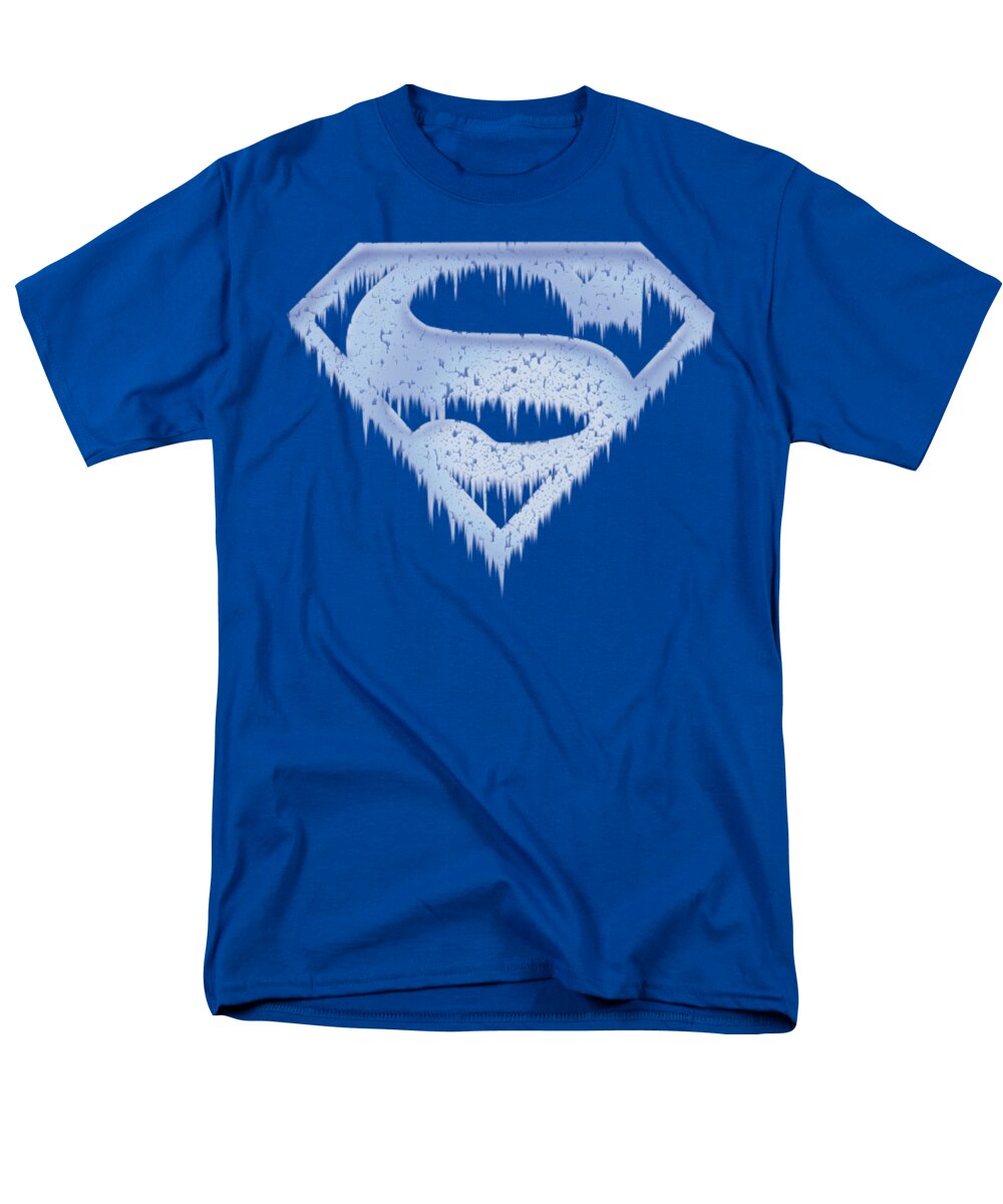 Superman Men's T-Shirt (Regular Fit) featuring the digital art Superman - Ice And Snow Shield by Brand A