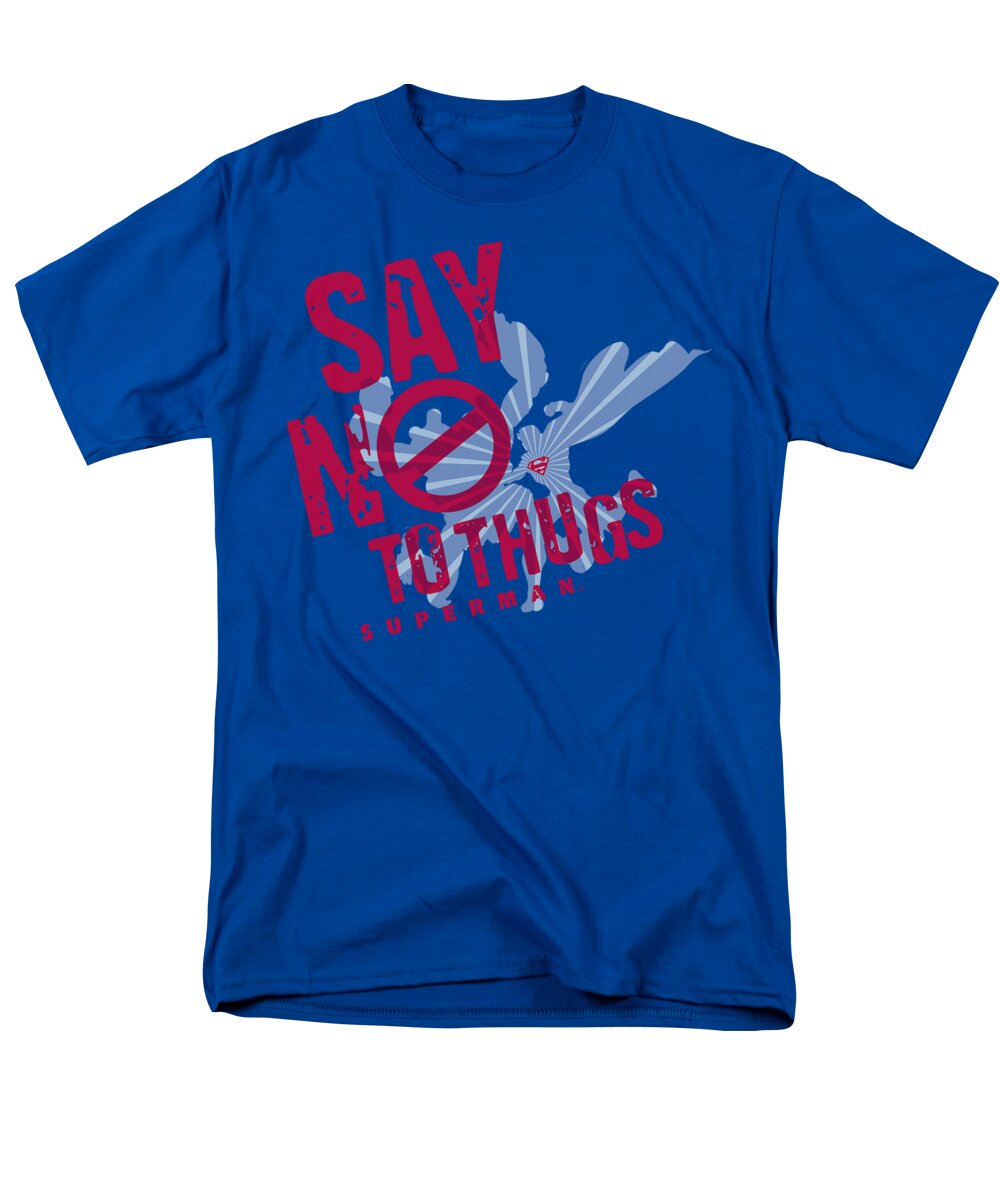 Superman Men's T-Shirt (Regular Fit) featuring the digital art Superman - Say No To Thugs by Brand A