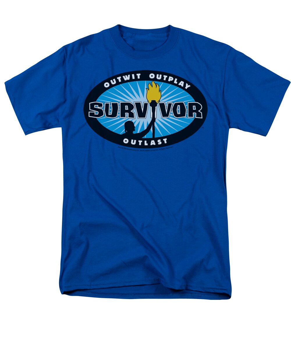 Survivor Men's T-Shirt (Regular Fit) featuring the digital art Survivor - Blue Burst by Brand A
