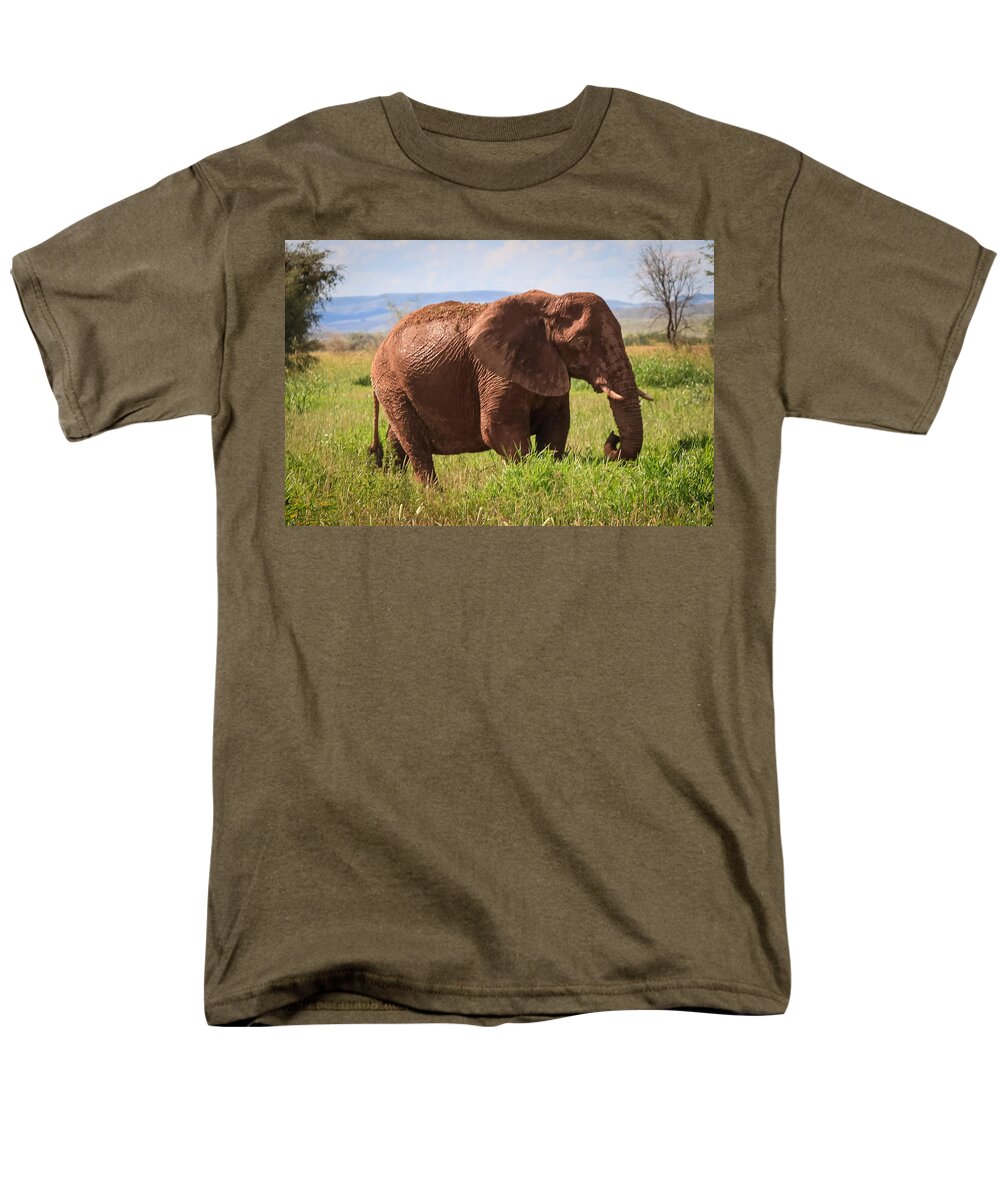 Namibia Men's T-Shirt (Regular Fit) featuring the photograph African Desert Elephant #1 by Gregory Daley MPSA