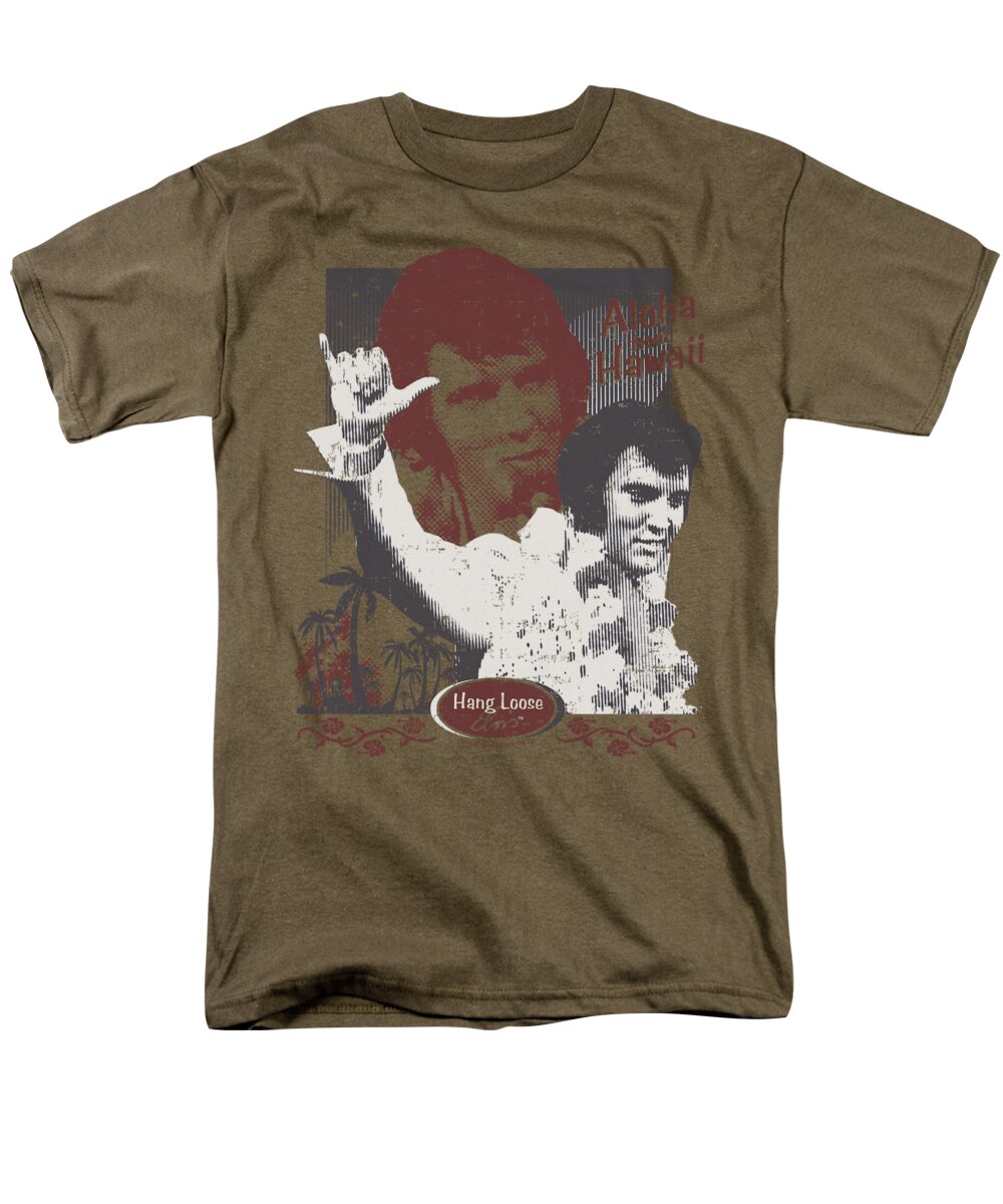Elvis Men's T-Shirt (Regular Fit) featuring the digital art Elvis - Aloha Hang Loose by Brand A