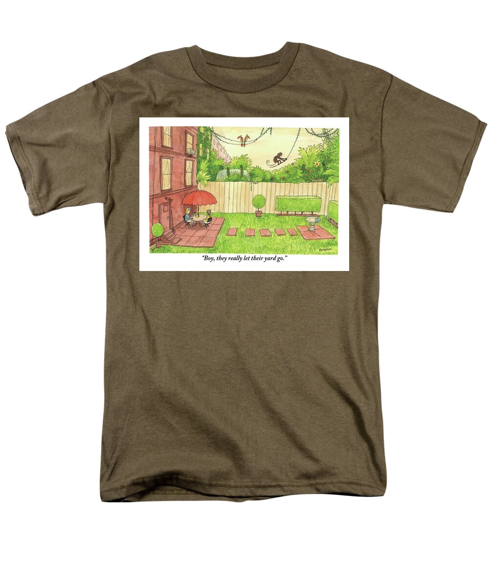 Rain Forests Men's T-Shirt (Regular Fit) featuring the drawing Two People Sitting On Their Back Patio by Jason Patterson