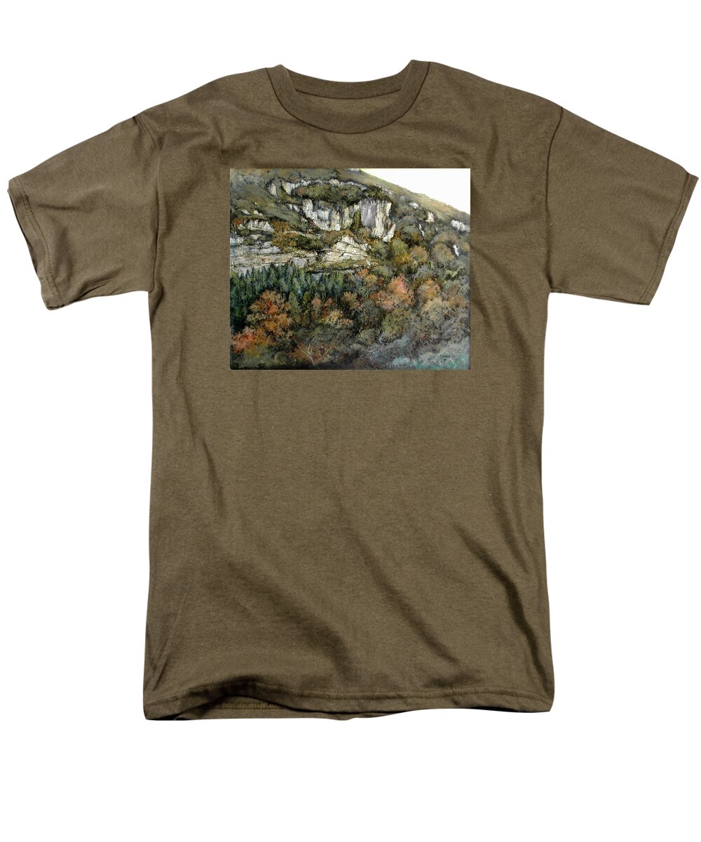 Desfiladero Men's T-Shirt (Regular Fit) featuring the painting Desfiladero Del Miera by Tomas Castano