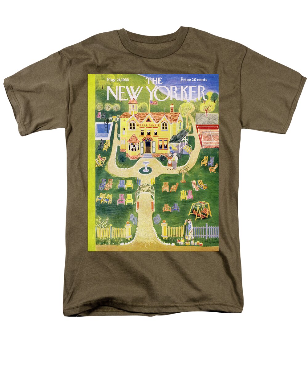 Hotel Men's T-Shirt (Regular Fit) featuring the painting New Yorker May 21 1955 by Ilonka Karasz