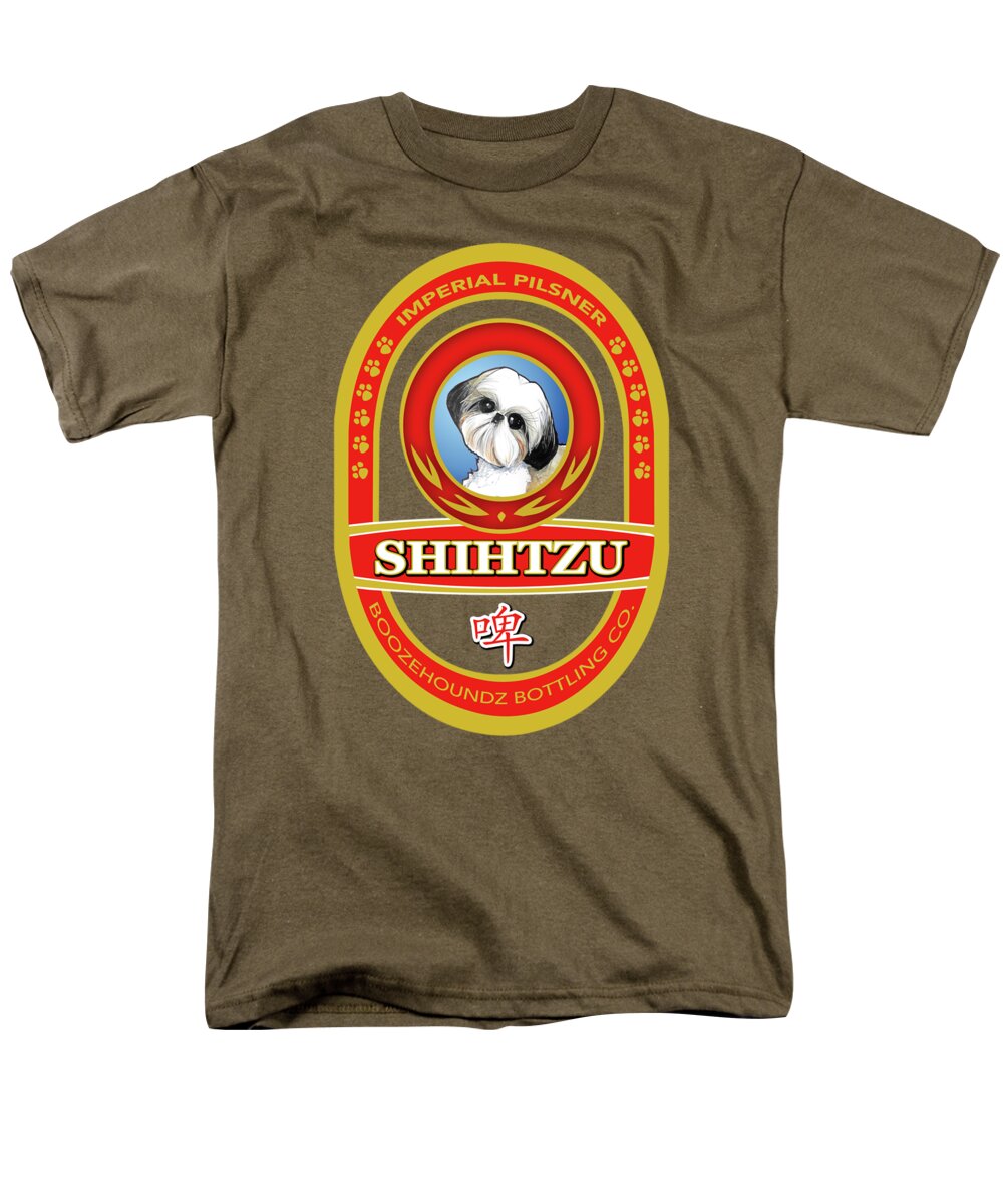 Beer Men's T-Shirt (Regular Fit) featuring the drawing Shih Tzu Imperial Pilsner by Canine Caricatures By John LaFree