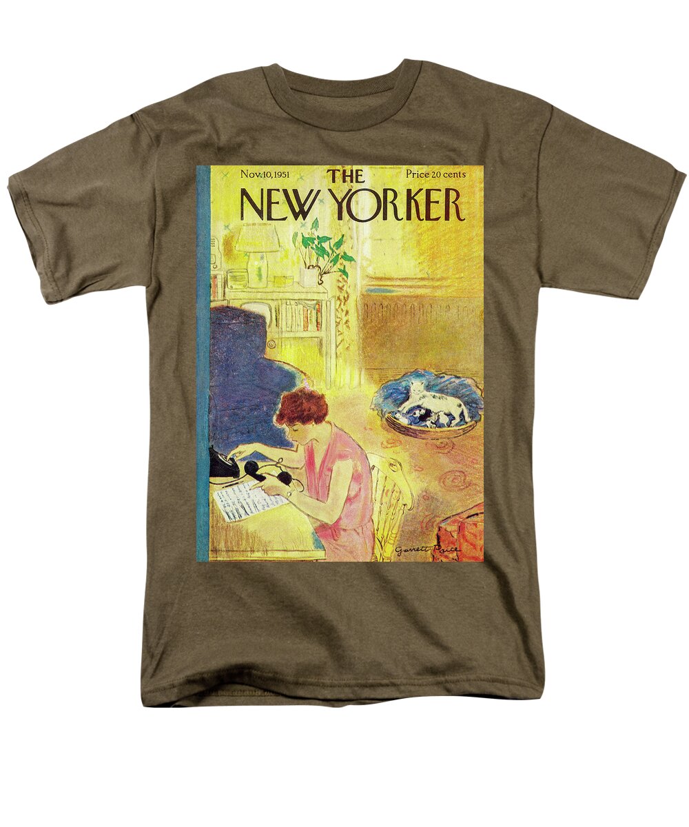 Cat Men's T-Shirt (Regular Fit) featuring the painting New Yorker November 10, 1951 by Garrett Price