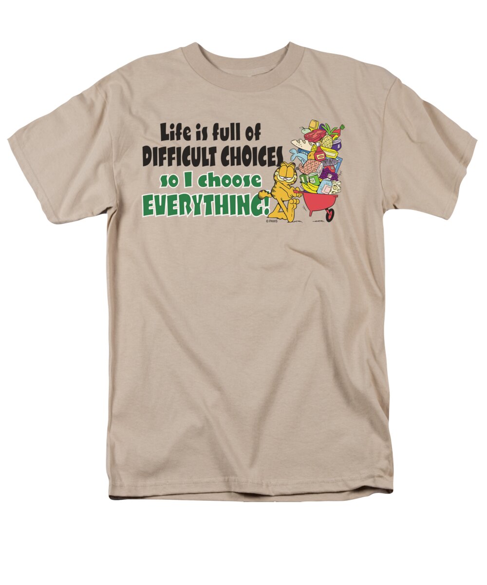 Garfield Men's T-Shirt (Regular Fit) featuring the digital art Garfield - Difficult Choices by Brand A