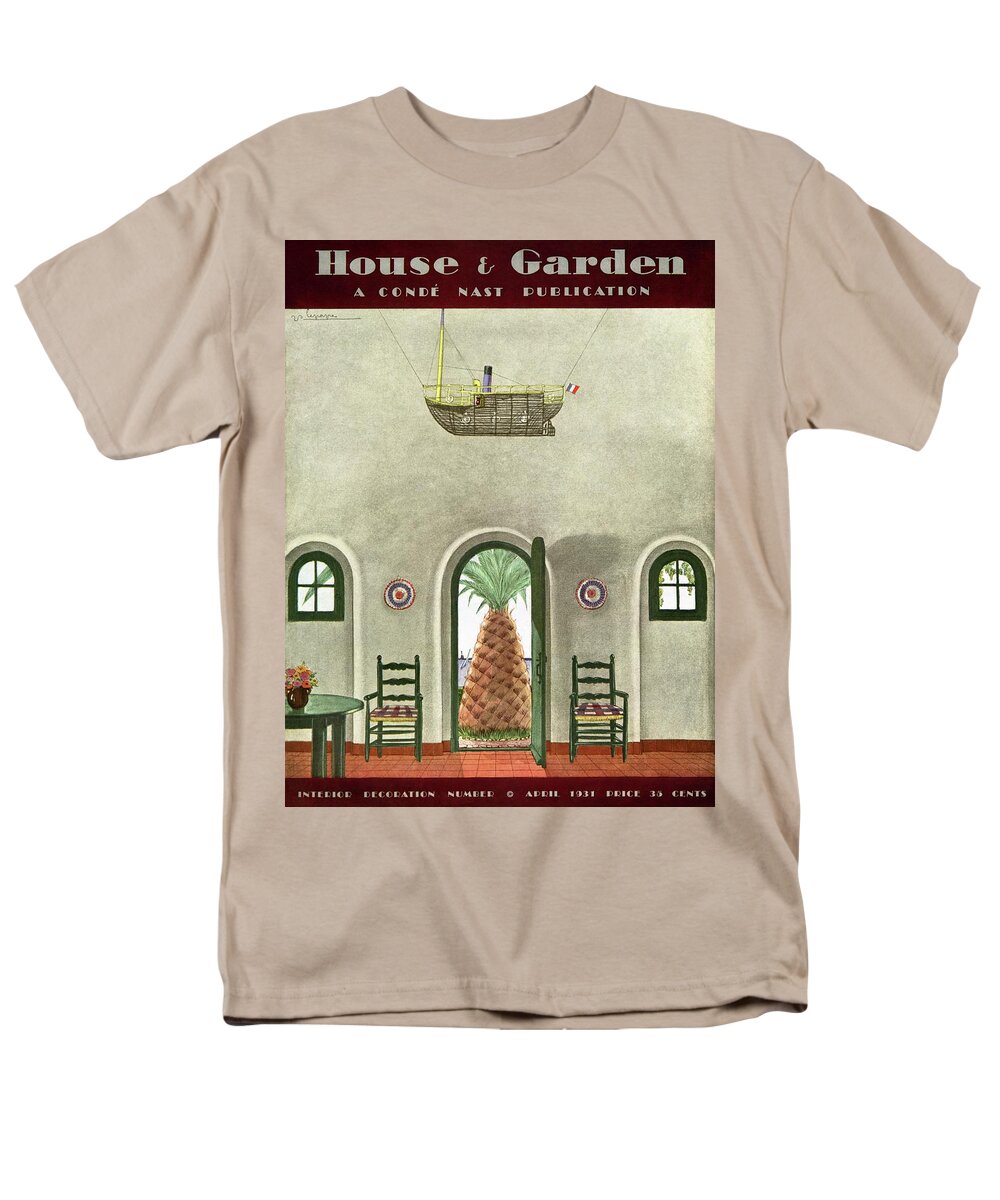 House And Garden Men's T-Shirt (Regular Fit) featuring the photograph House And Garden Interior Decoration Number Cover by Georges Lepape