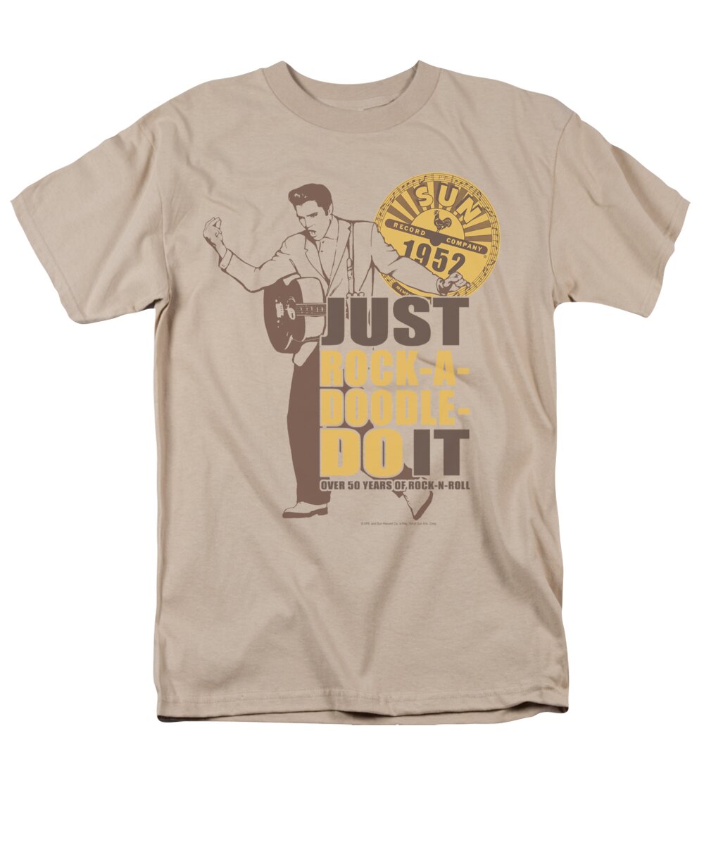 Sun Record Company Men's T-Shirt (Regular Fit) featuring the digital art Sun - Rock A Doodle Elvis by Brand A