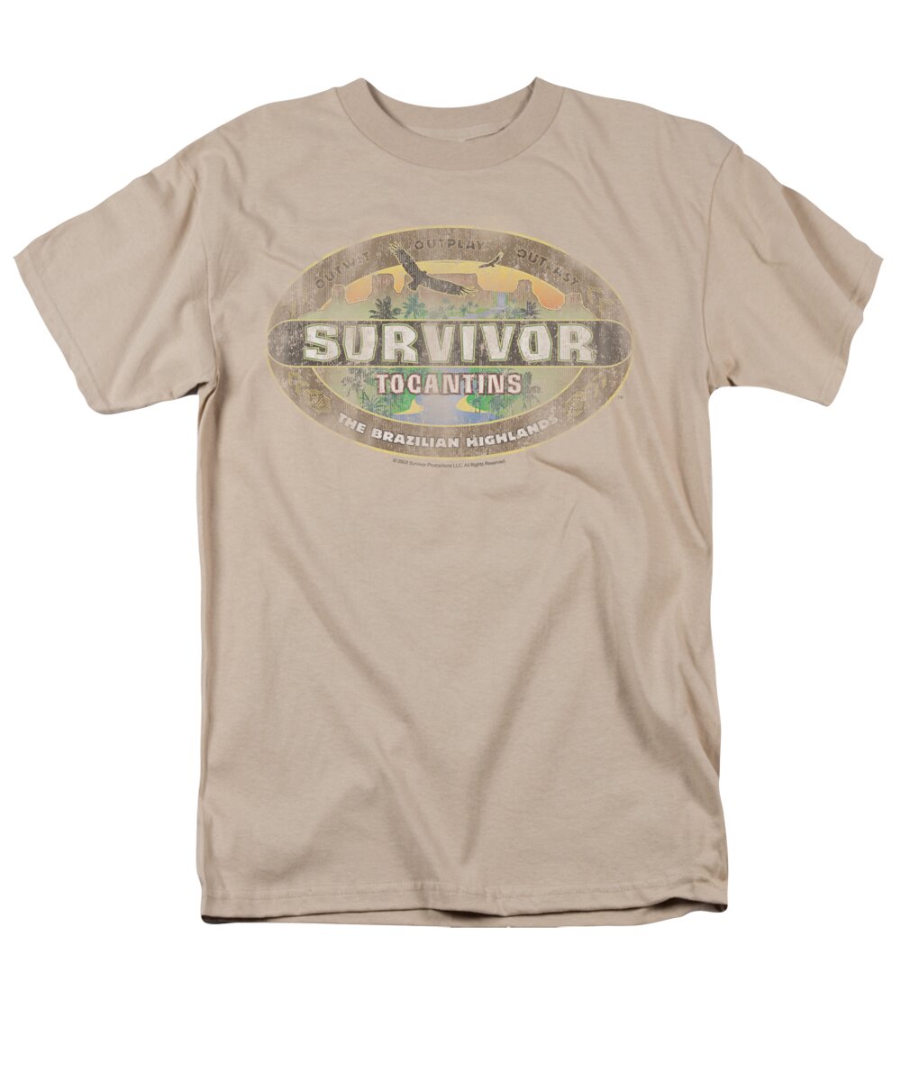 Survivor Men's T-Shirt (Regular Fit) featuring the digital art Survivor - Tocantins Distressed by Brand A