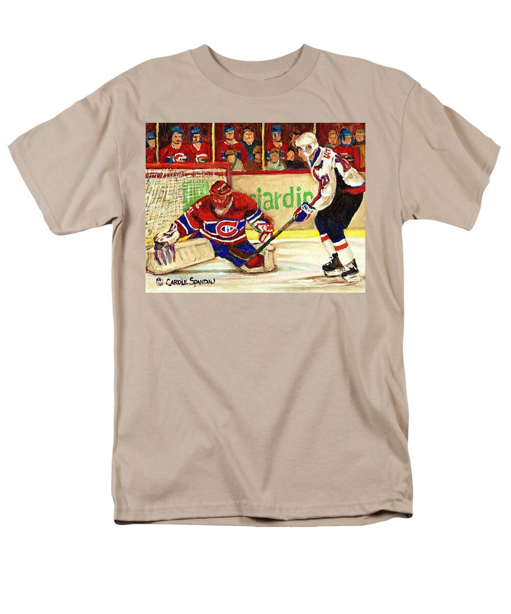 Hockey Men's T-Shirt (Regular Fit) featuring the painting Halak Makes Another Save by Carole Spandau