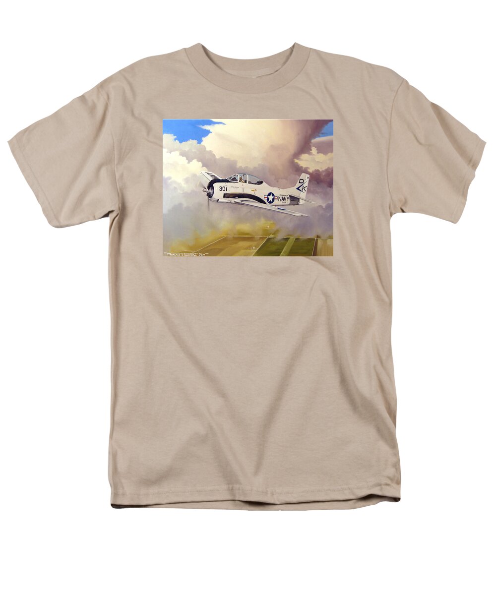 Military Men's T-Shirt (Regular Fit) featuring the painting T-28 Over Iowa by Marc Stewart