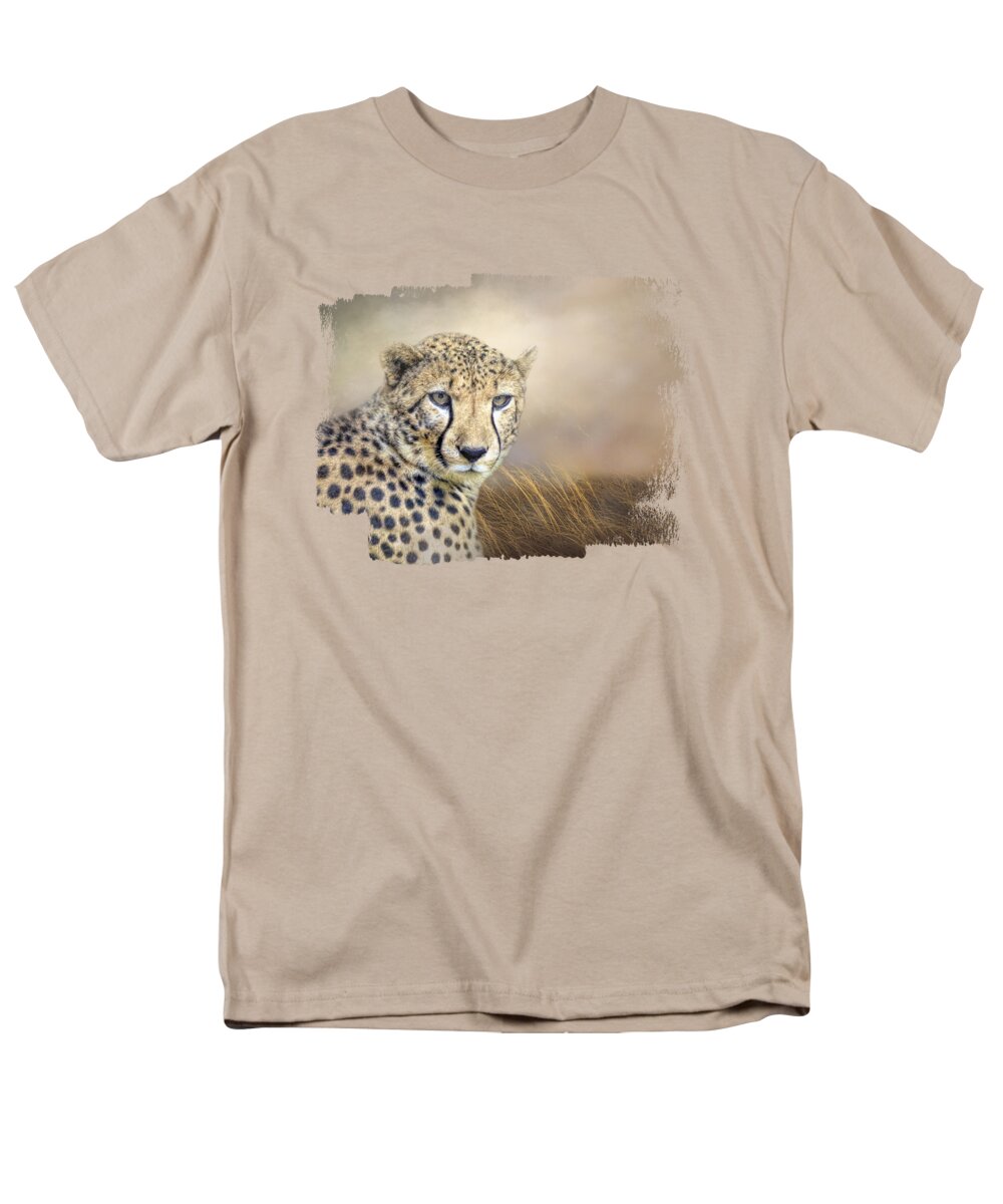 Cheetah Men's T-Shirt (Regular Fit) featuring the mixed media Cheetah by Elisabeth Lucas