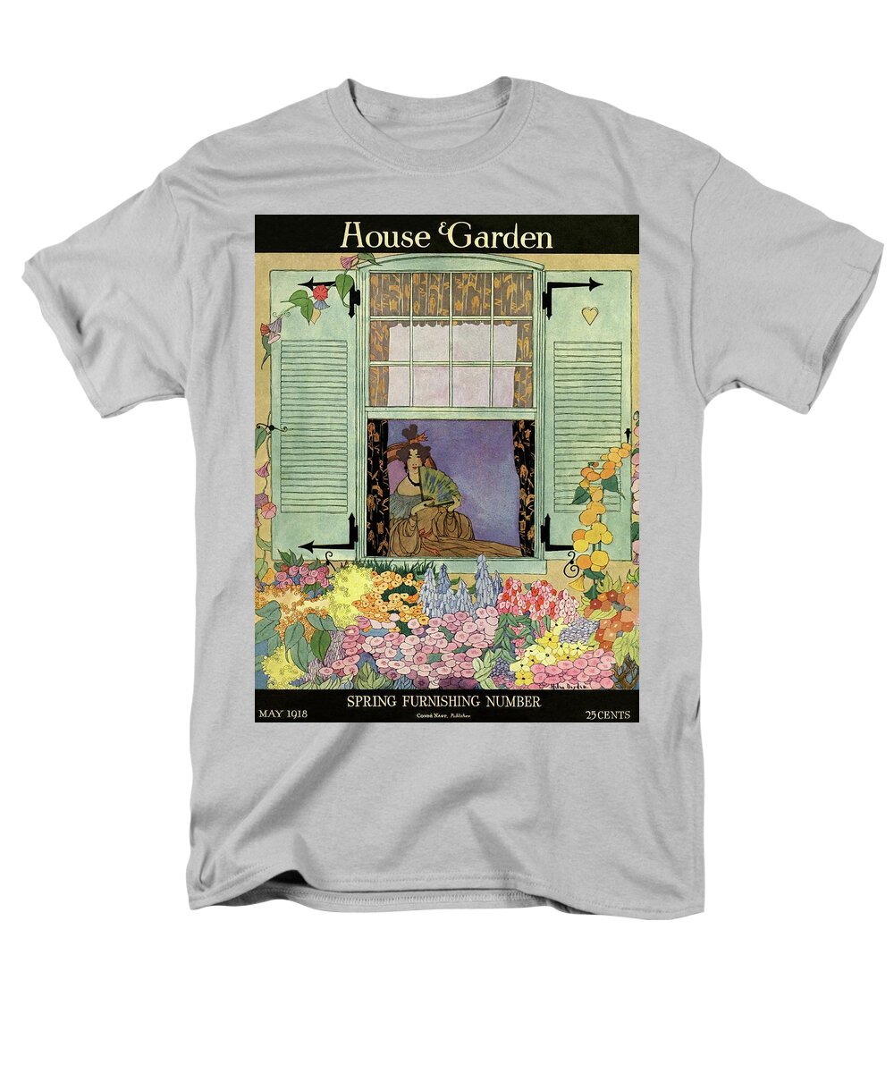 House And Garden Men's T-Shirt (Regular Fit) featuring the photograph A Woman With A Fan by Helen Dryden