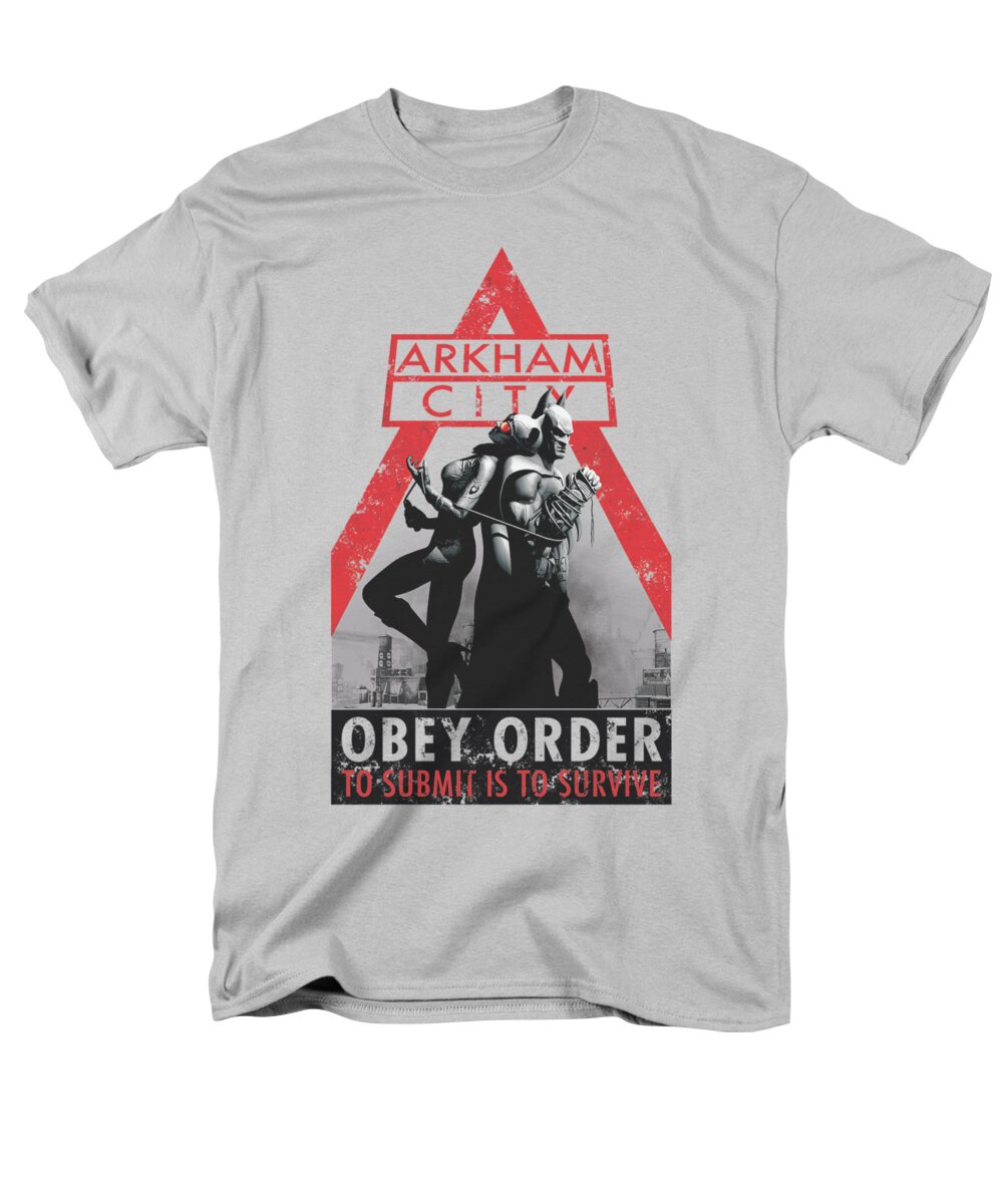 Arkham City Men's T-Shirt (Regular Fit) featuring the digital art Arkham City - Obey Order by Brand A