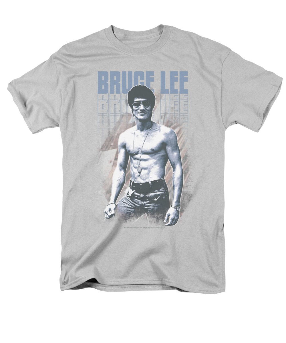 Bruce Lee Men's T-Shirt (Regular Fit) featuring the digital art Bruce Lee - Blue Jean Lee by Brand A