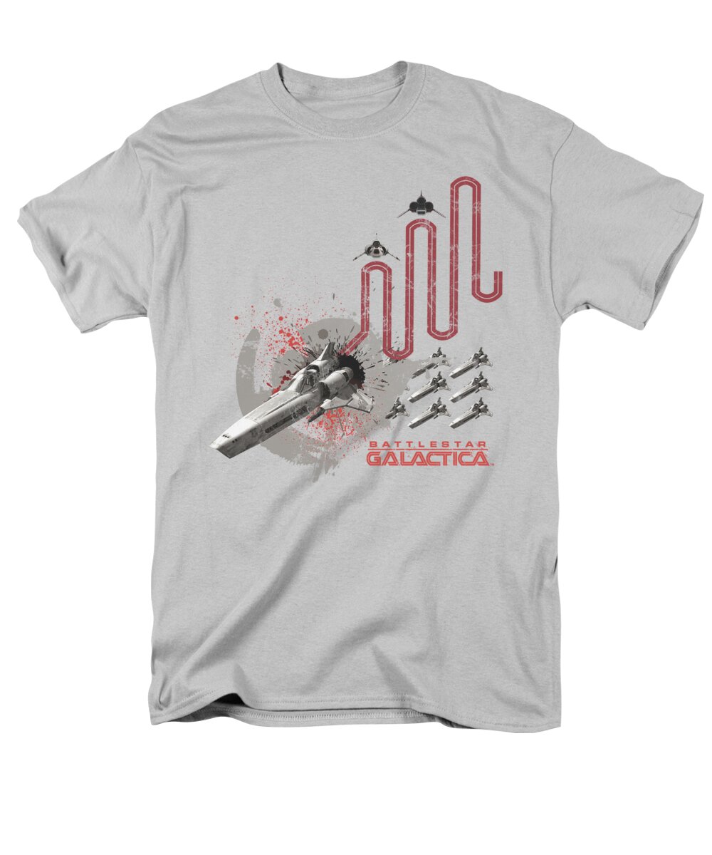 Battlestar Men's T-Shirt (Regular Fit) featuring the digital art Bsg - Red Squadron Splatter by Brand A