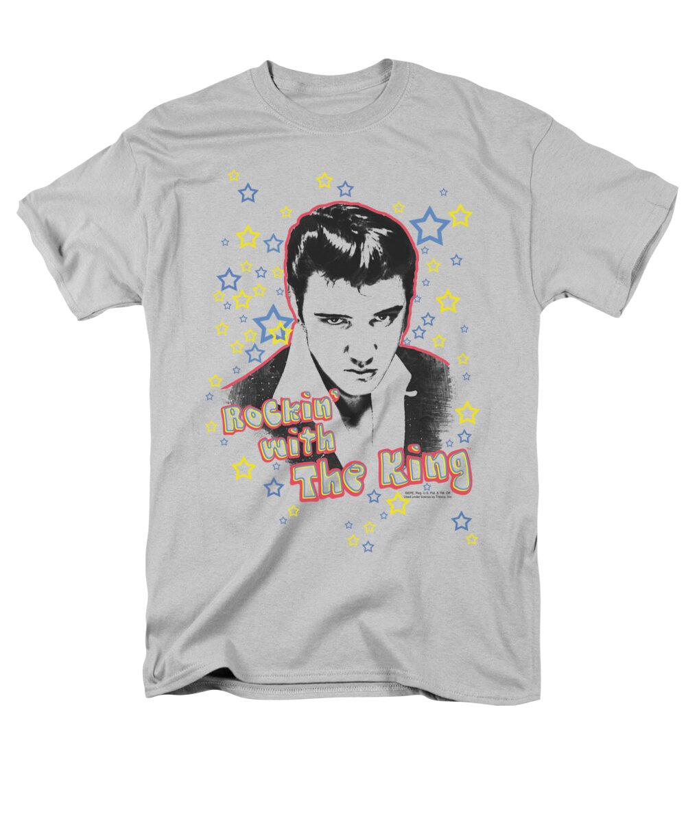 Elvis Men's T-Shirt (Regular Fit) featuring the digital art Elvis - Rockin With The King by Brand A