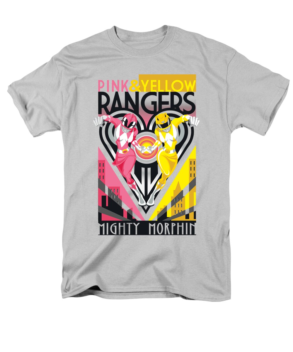  Men's T-Shirt (Regular Fit) featuring the digital art Power Rangers - Pink And Yellow Deco by Brand A