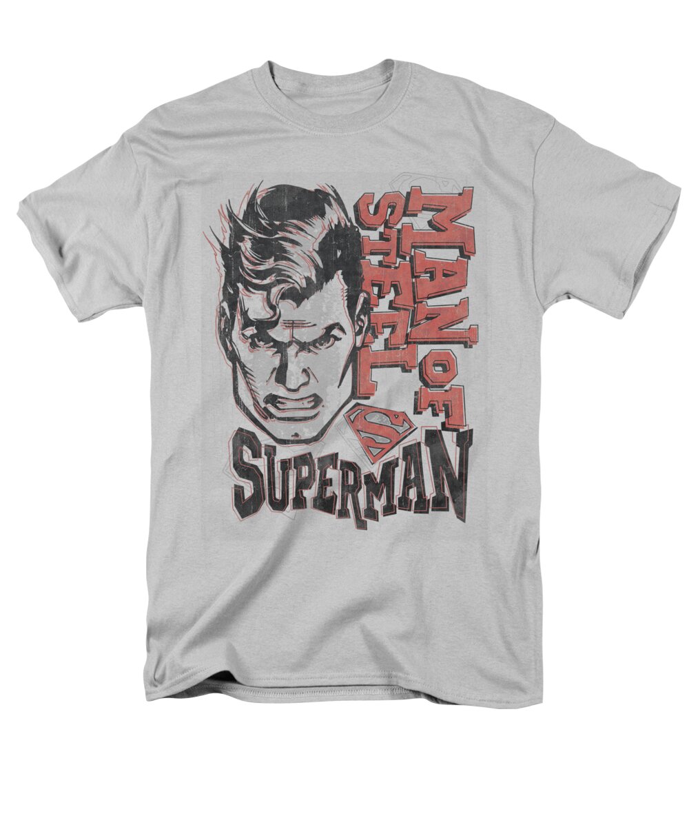 Superman Men's T-Shirt (Regular Fit) featuring the digital art Superman - Retro Lines by Brand A