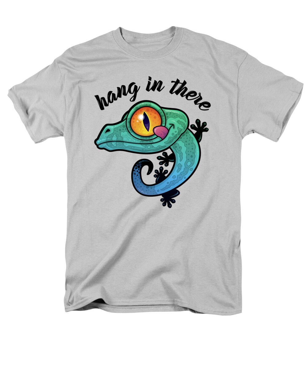 Lizard Men's T-Shirt (Regular Fit) featuring the digital art Hang In There Colorful Gecko by John Schwegel