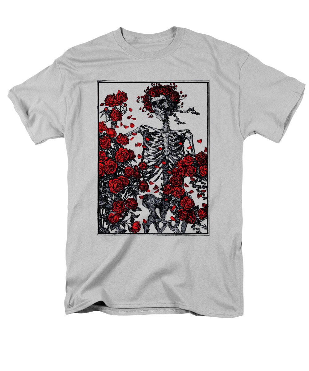 Skeleton Men's T-Shirt (Regular Fit) featuring the digital art Flowers and bones by Madame Memento