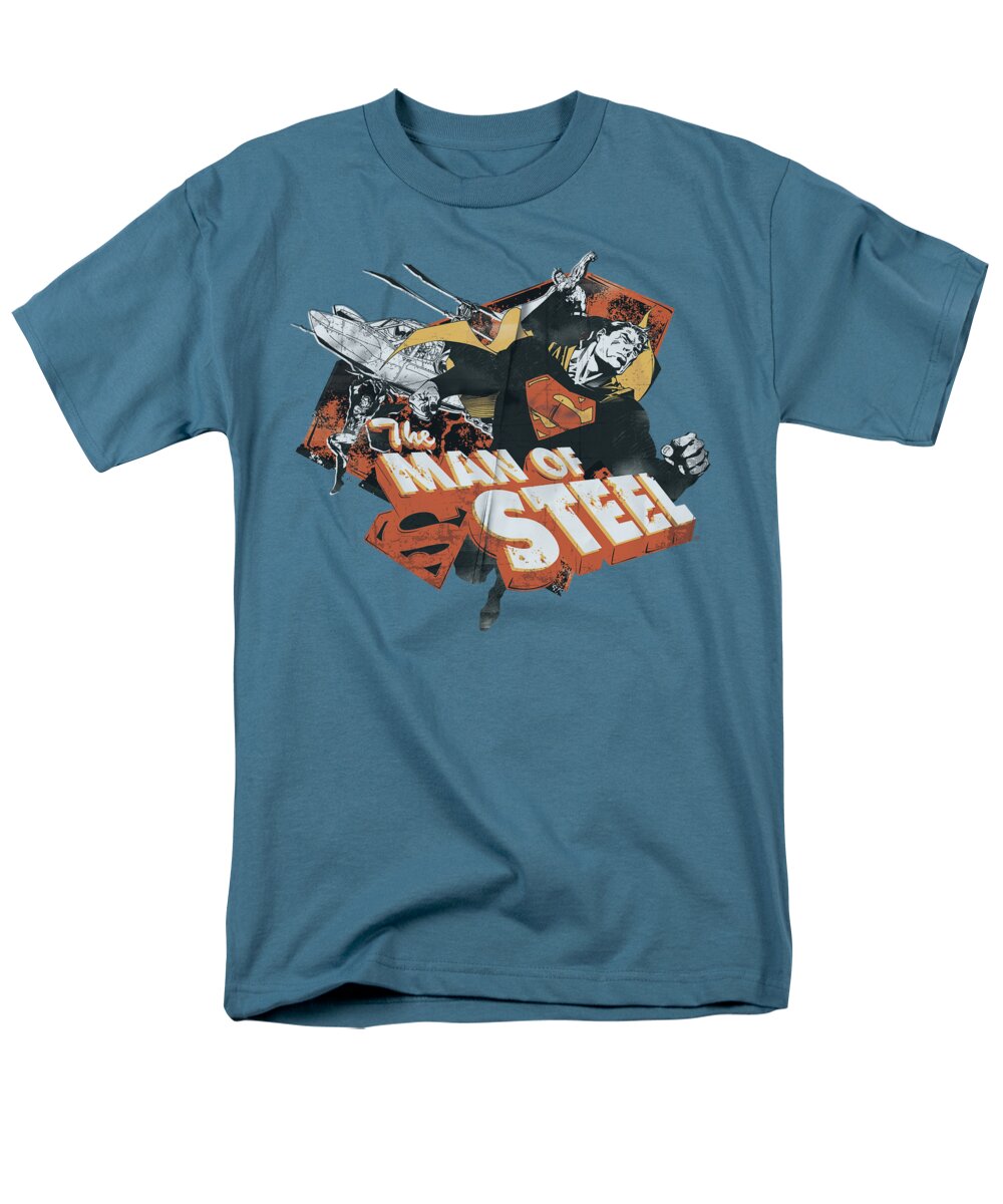 Superman Men's T-Shirt (Regular Fit) featuring the digital art Superman - Steel by Brand A