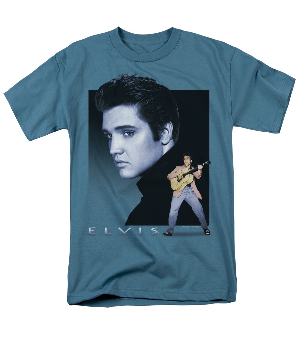 Elvis Men's T-Shirt (Regular Fit) featuring the digital art Elvis - Blue Rocker by Brand A