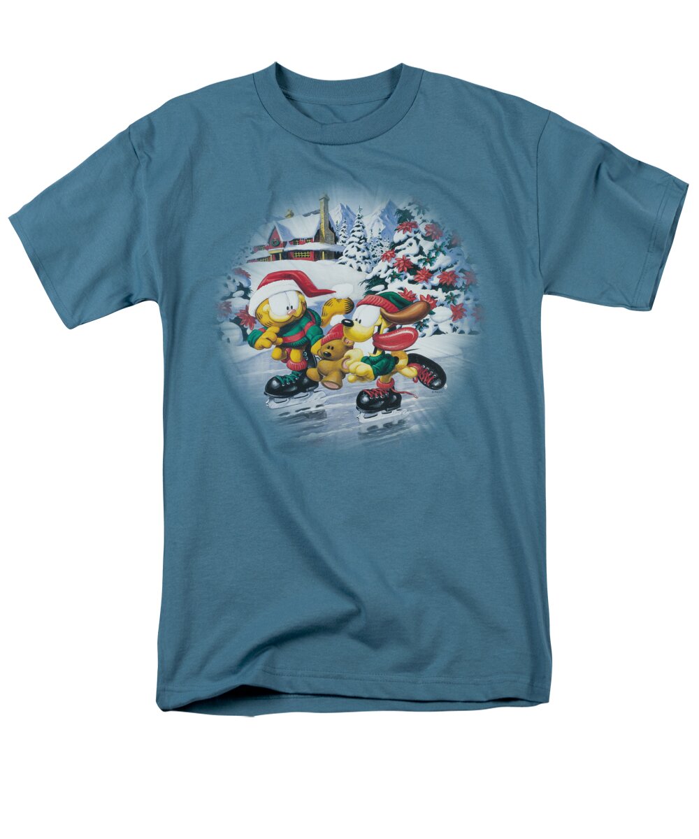 Garfield Men's T-Shirt (Regular Fit) featuring the digital art Garfield - Ice Skating by Brand A