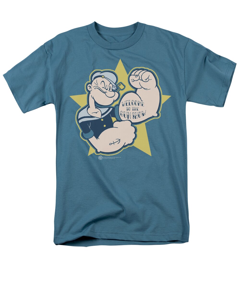 Popeye Men's T-Shirt (Regular Fit) featuring the digital art Popeye - Welcome To The Gun Show by Brand A