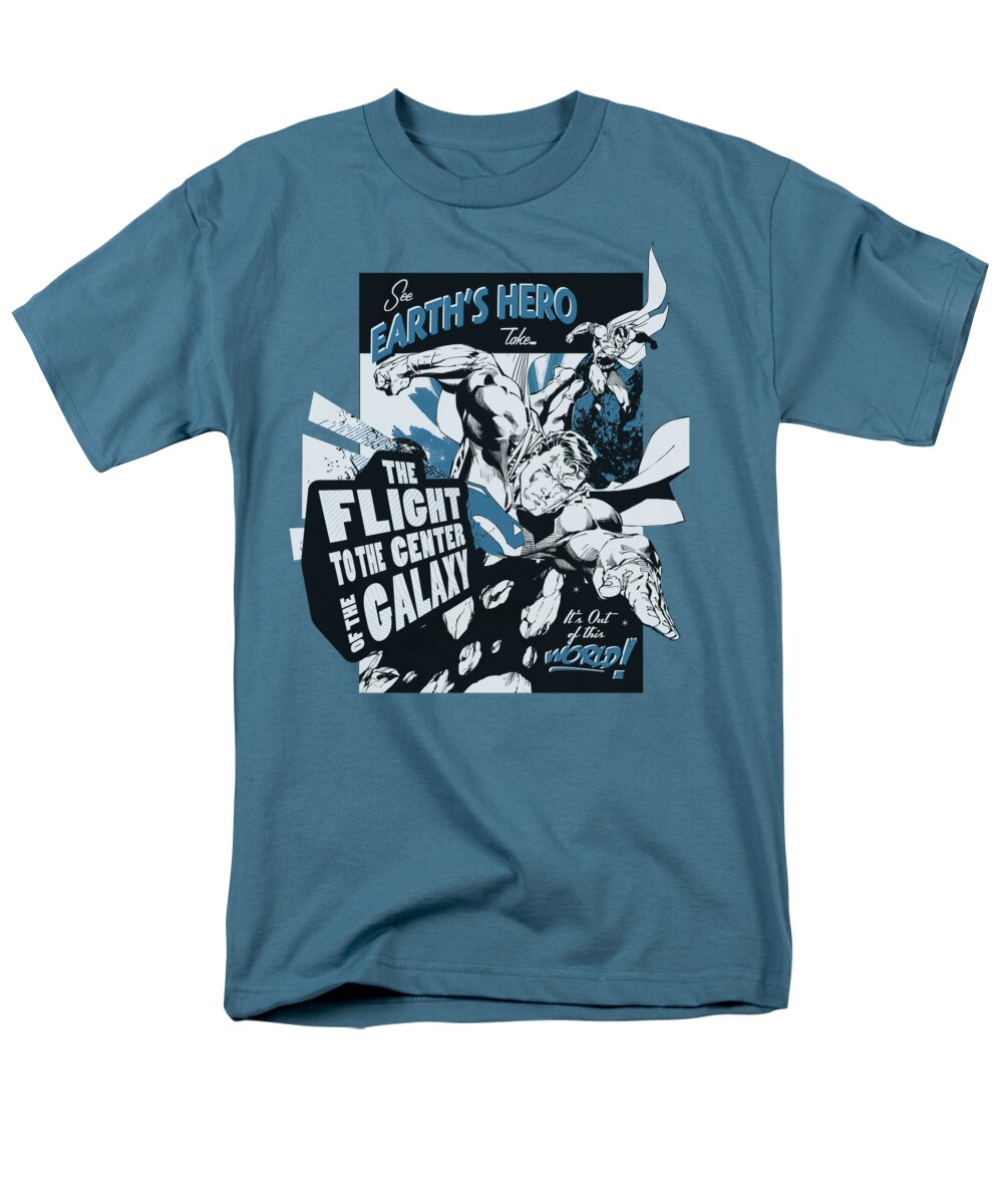 Superman Men's T-Shirt (Regular Fit) featuring the digital art Superman - Center Of The Galaxy by Brand A