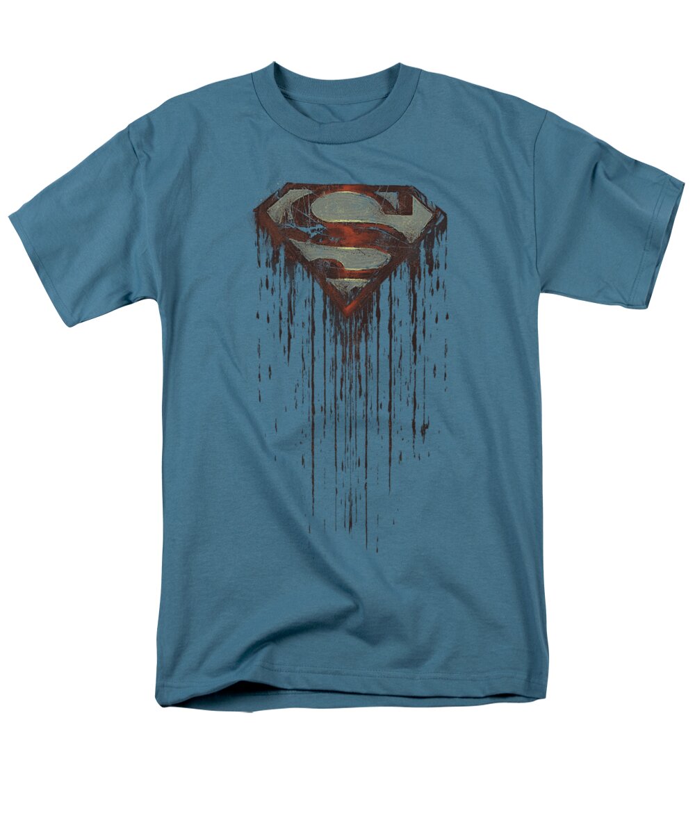 Superman Men's T-Shirt (Regular Fit) featuring the digital art Superman - Shield Drip by Brand A