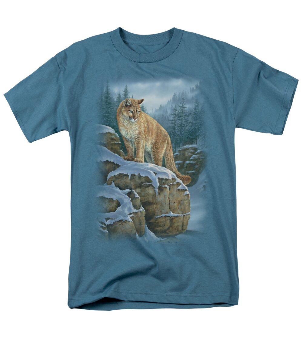 Wildlife Men's T-Shirt (Regular Fit) featuring the digital art Wildlife - Misty Canyon Cougar by Brand A