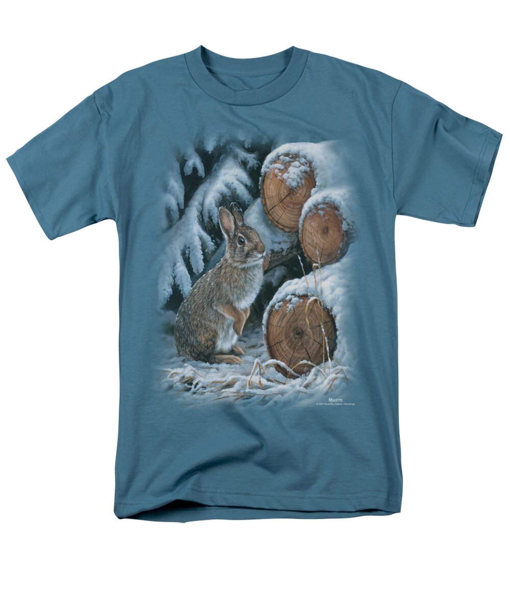 Wildlife Men's T-Shirt (Regular Fit) featuring the digital art Wildlife - Wood Pile Rabbit by Brand A