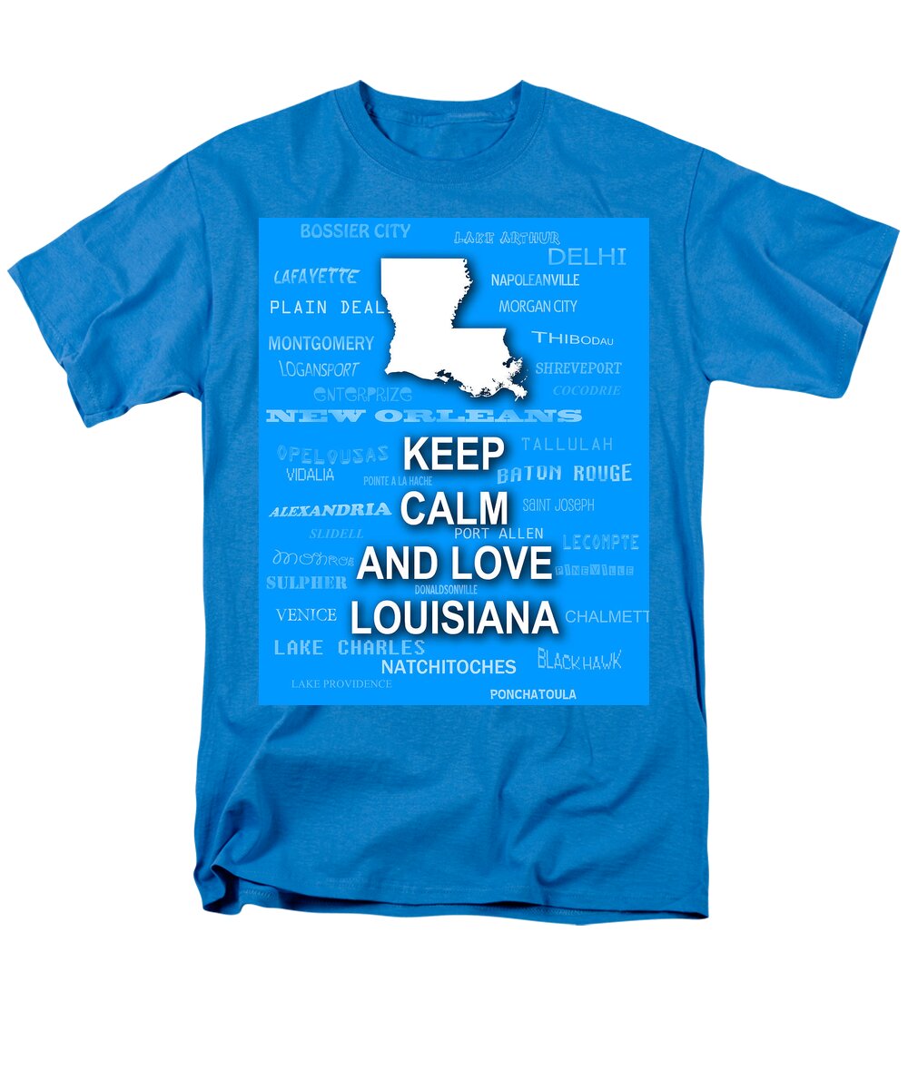 Keep Calm and Love Louisiana State Map City Typography T-Shirt by