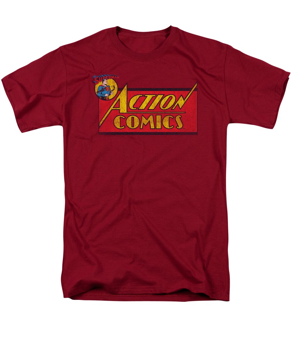 Superman Men's T-Shirt (Regular Fit) featuring the digital art Superman - Action Comics Logo by Brand A
