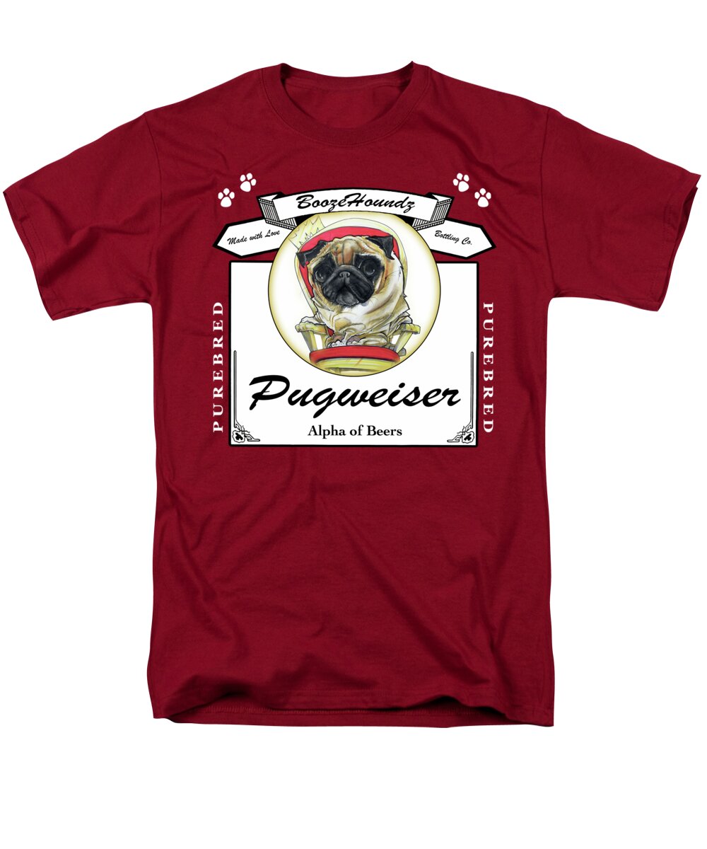 Beer Men's T-Shirt (Regular Fit) featuring the drawing Pugweiser Beer by Canine Caricatures By John LaFree