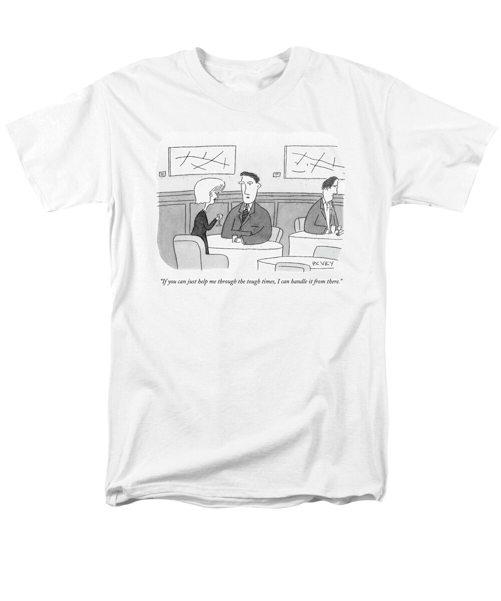 Support Men's T-Shirt (Regular Fit) featuring the drawing If You Can Just Help Me Through The Tough Times by Peter C. Vey