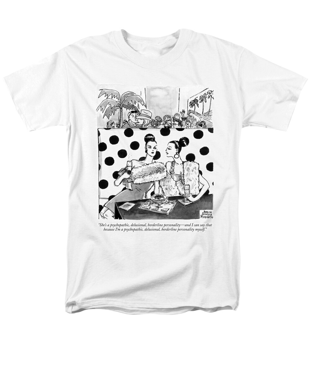  Men's T-Shirt (Regular Fit) featuring the drawing She's A Psychopathic by Marisa Acocella Marchetto
