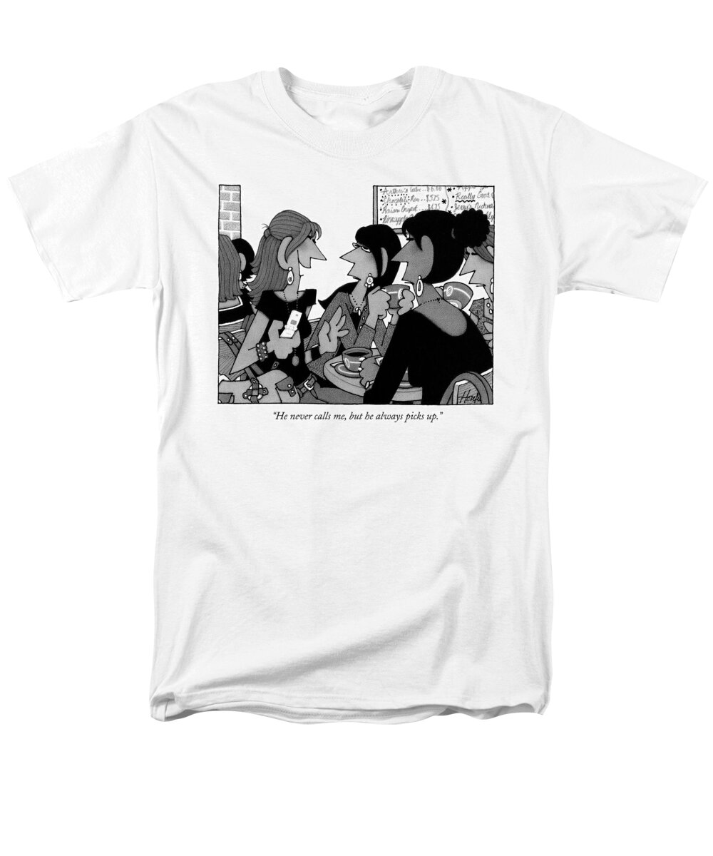 Calling Men's T-Shirt (Regular Fit) featuring the drawing He Never Calls by William Haefeli