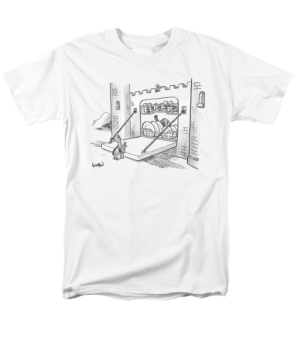 Knight Men's T-Shirt (Regular Fit) featuring the drawing New Yorker September 7th, 2009 by Robert Leighton