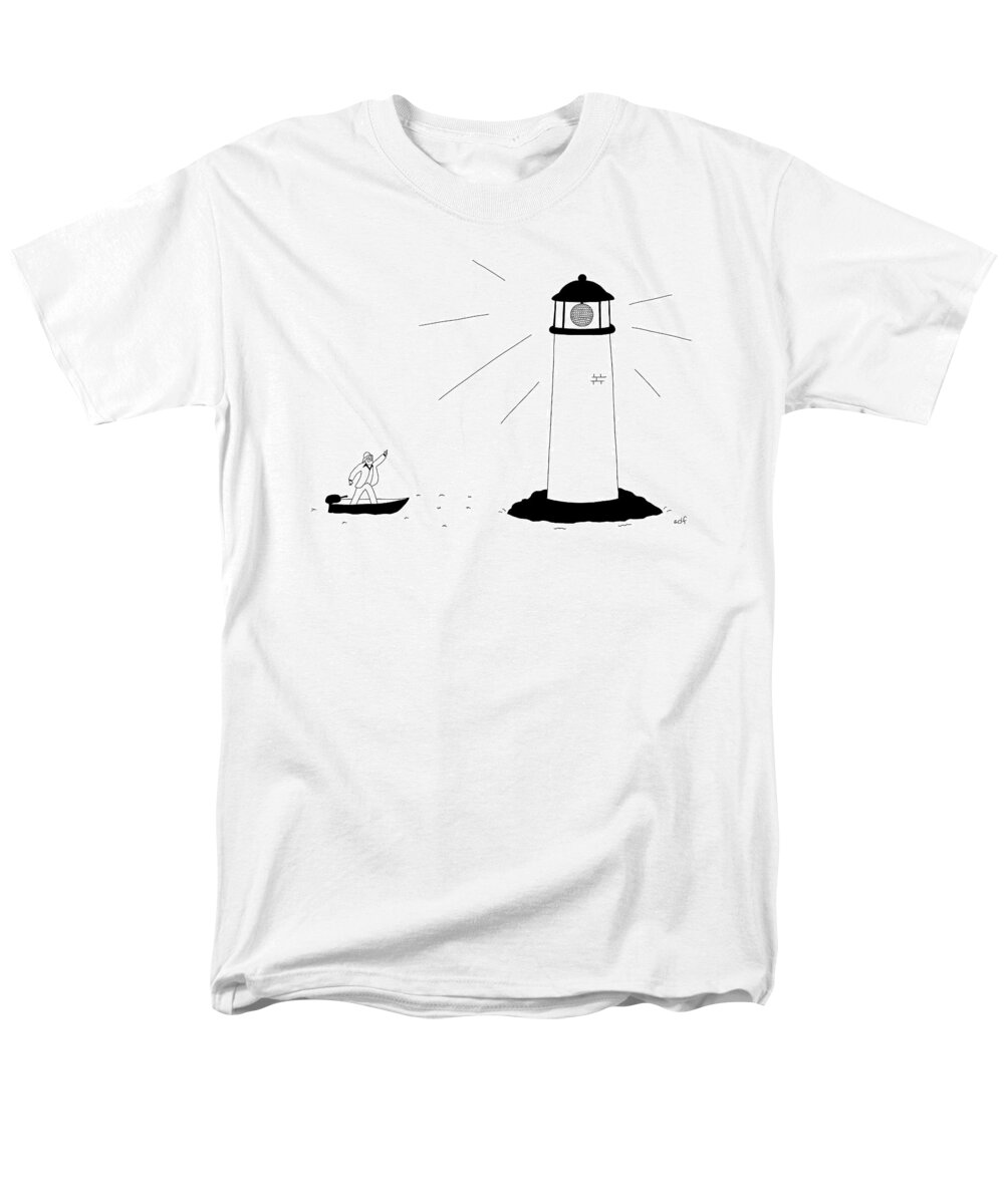 Lighthouse Men's T-Shirt (Regular Fit) featuring the drawing New Yorker September 19th, 2016 by Seth Fleishman