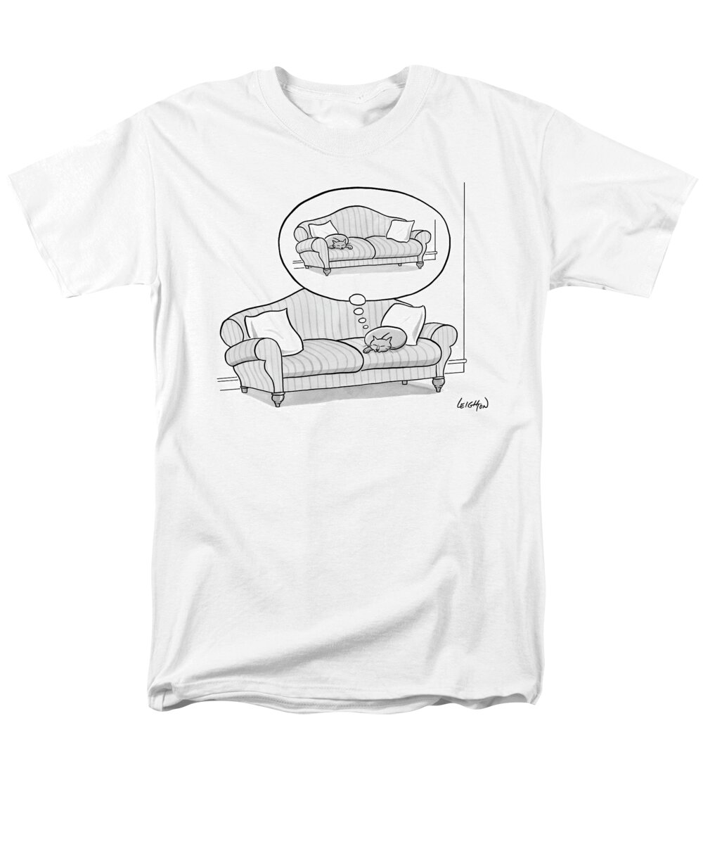 Cat Men's T-Shirt (Regular Fit) featuring the drawing New Yorker November 6th, 2006 by Robert Leighton