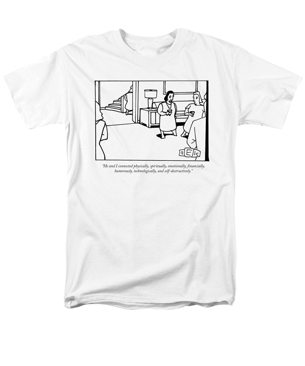 Men Men's T-Shirt (Regular Fit) featuring the drawing He And I Connected Physically by Bruce Eric Kaplan